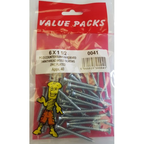 Twinthread Screws 6 x 11/2"