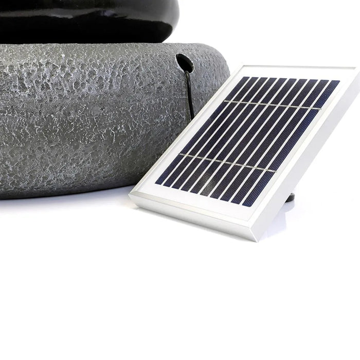 Solar Powered Black Pebble Water Fountain