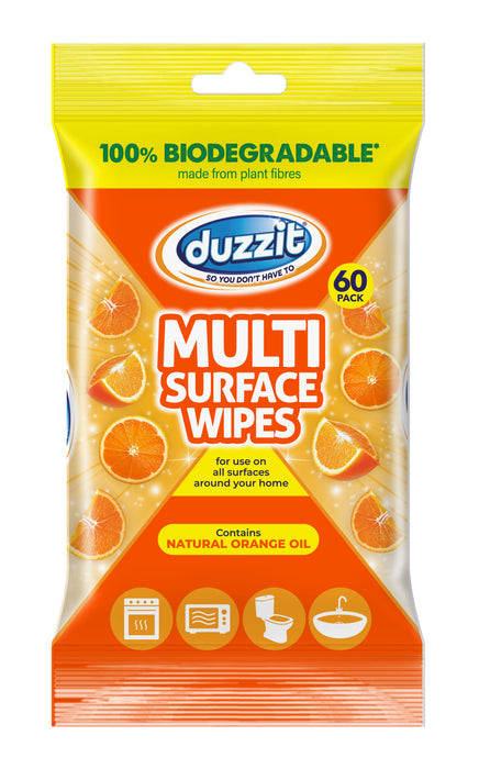 Duzzit Biod Multi Surface Wipes Orange 60pk