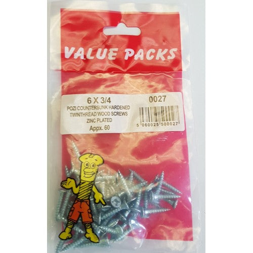Twinthread Screws 6 x ¾""
