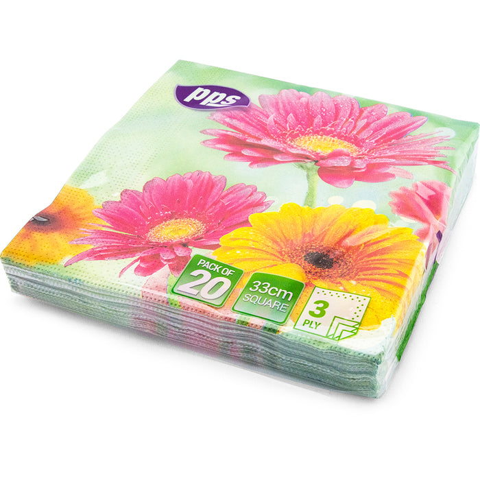 Yellow & Pink Sunflowers Napkin 33cm 20pc