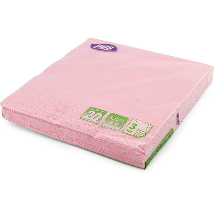 Napkins 3ply Pink 40cm 20pc