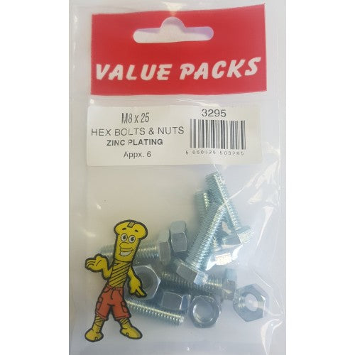 Hex Bolts & Nuts M8 X 25