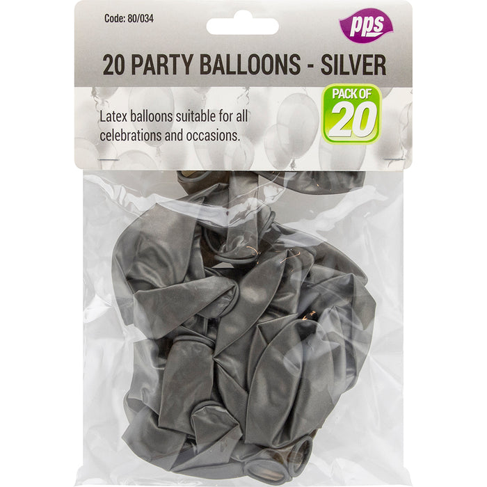 Party Balloons Silver 20pc