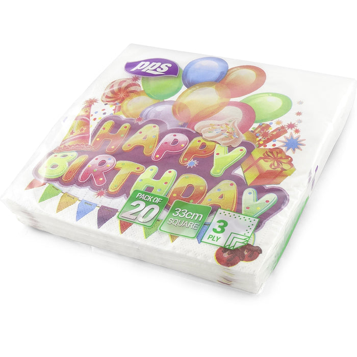 Happy Birthday Napkin 33cm 20pc