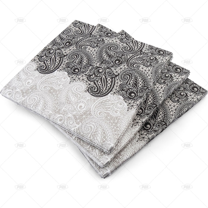 Black & White Paisley Napkin 33cm 20pc