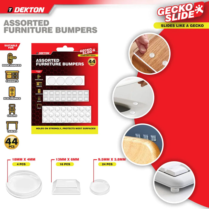 GeckoSlide Furniture Bumpers 44pc Clear