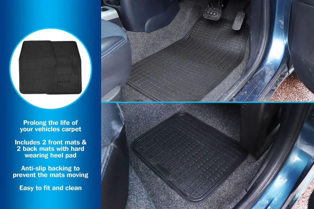Rubber Mat Set Black 4pc