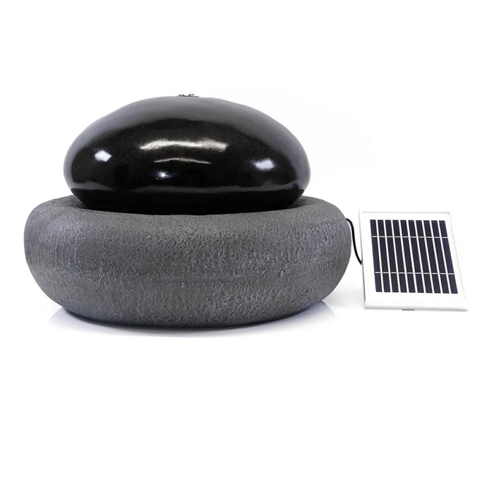 Solar Powered Black Pebble Water Fountain