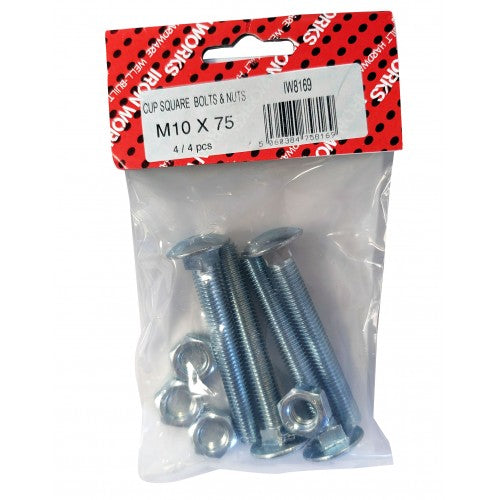 Cup Square Nuts & Bolts M10 X 75