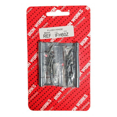 Flush Hinges Zinc 60mm