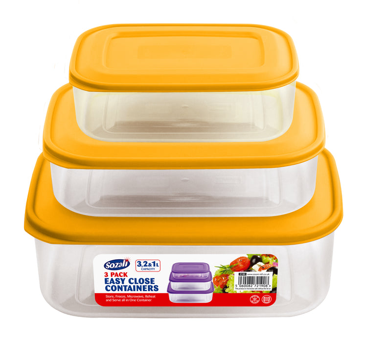 Easy Close Container Set 3L 2L 1L