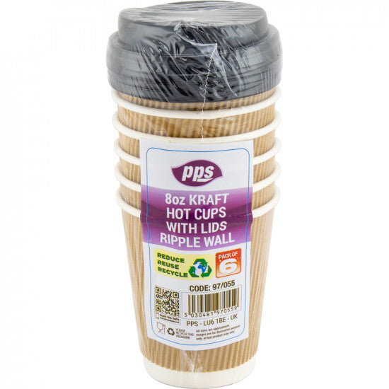 Ripple Wall Cup/Lid 8oz 6pc