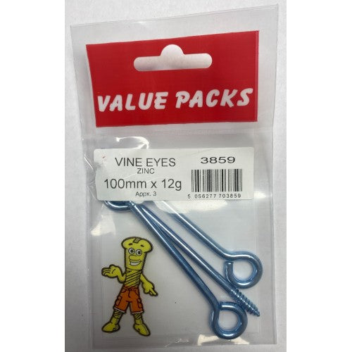 Vine Eyes Zinc 100mm x 12g
