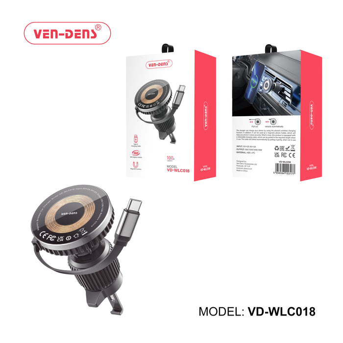 Wireless car Charger With Type-C Cable