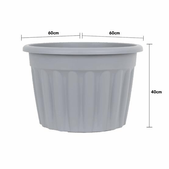 Vista 60cm Round Planter Gray
