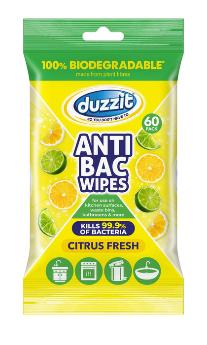 Duzzit Biod Anti Bac Wipes Citrus Fresh 60pk