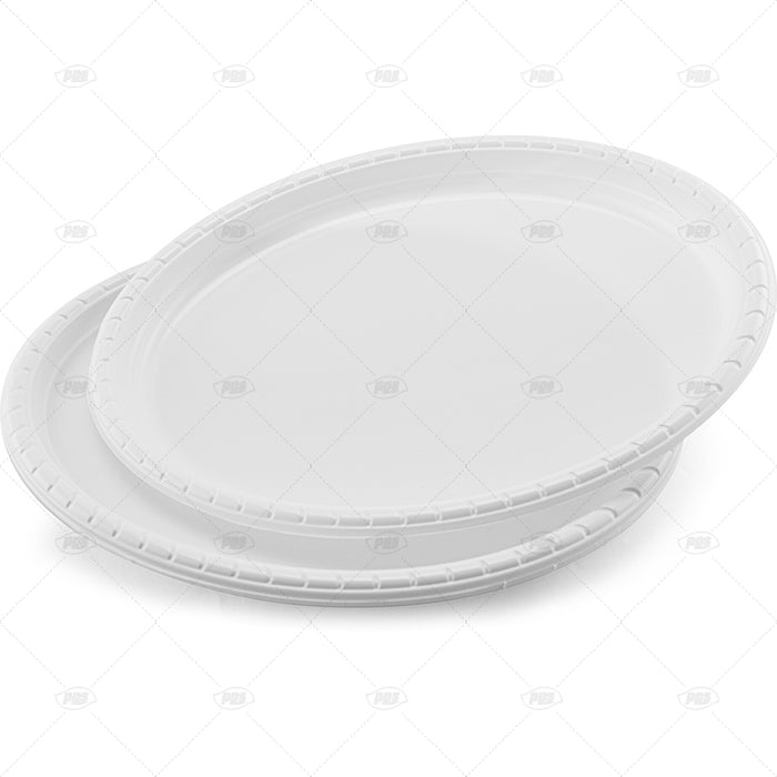 Plastic Oval Plate White 26cm 6pc