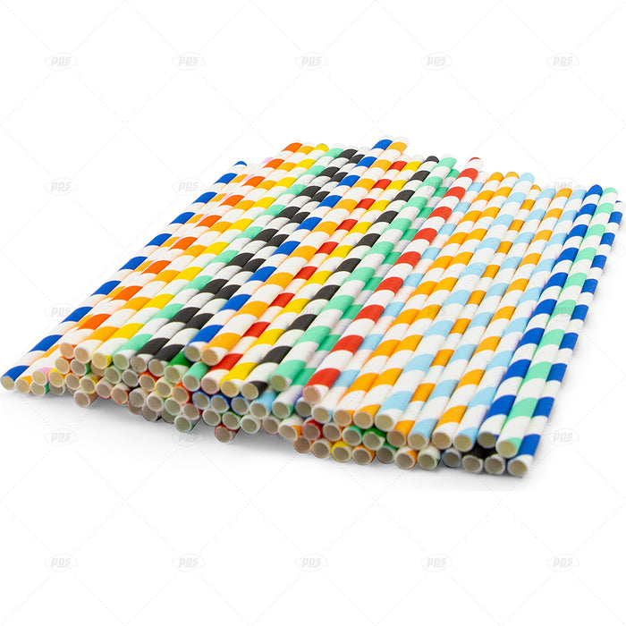 Multi-Coloured Paper Straw 250pc