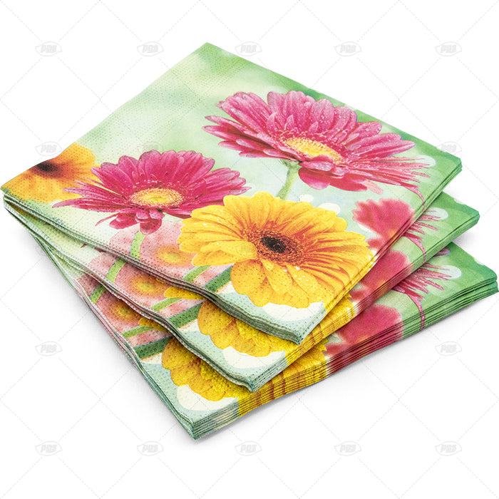 Yellow & Pink Sunflowers Napkin 33cm 20pc
