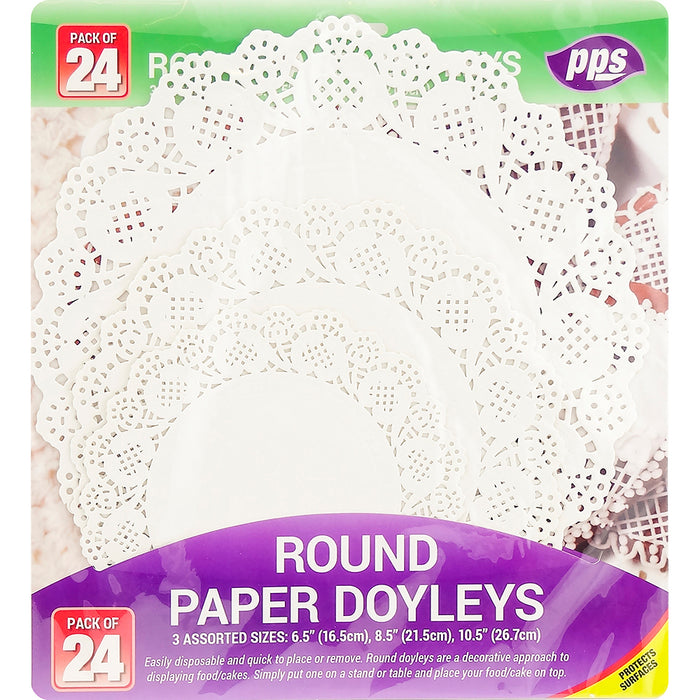 Paper Doyley Round Assorted Size 24pc