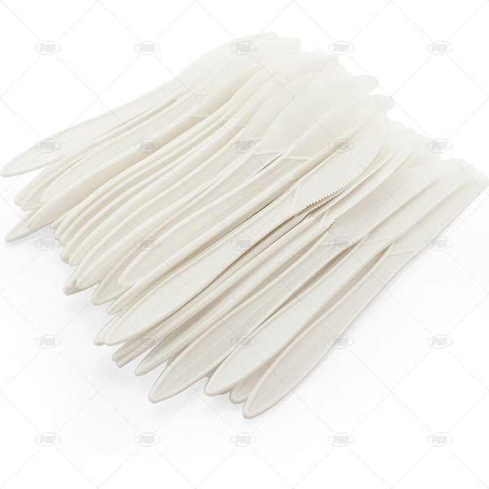 White Reusable Plastic Knife 100pc