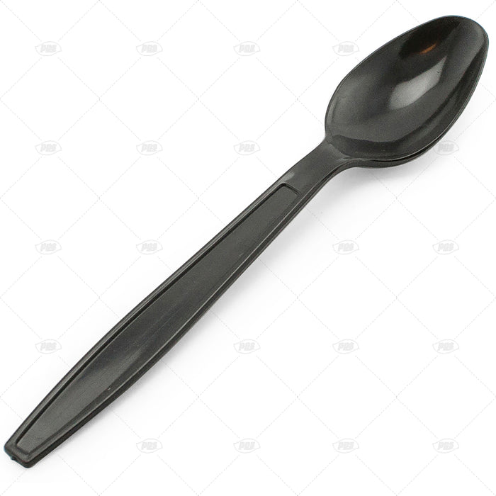 Heavy Duty Reusable Plastic Spoon Black 50pc