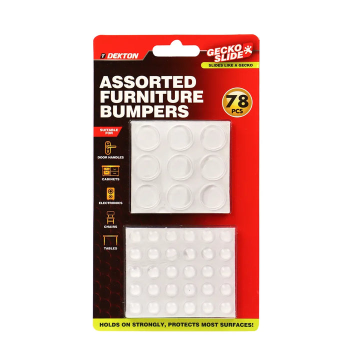 GeckoSlide Assorted Furniture Bumpers 78PC Clear