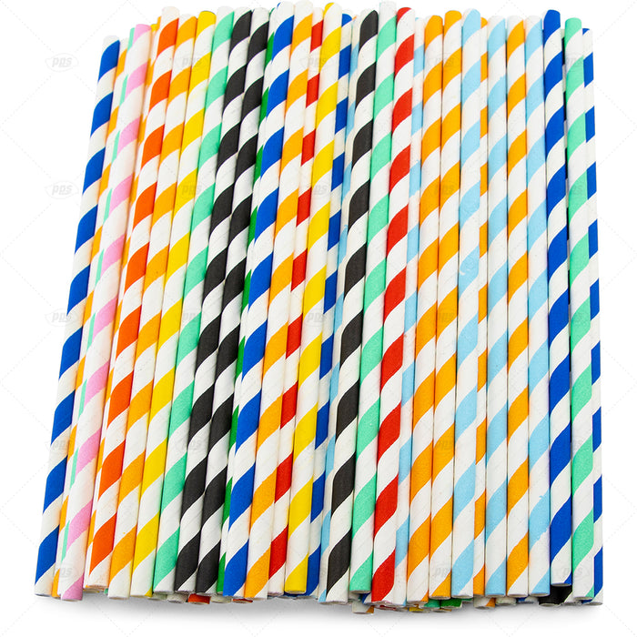 Multi-Coloured Paper Straw 250pc