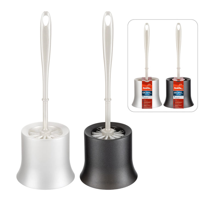 Toilet Brush and Holder Silver or White 1 set