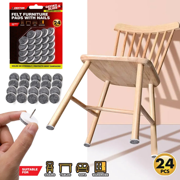 Felt Furniture Pads with Nails 24pc