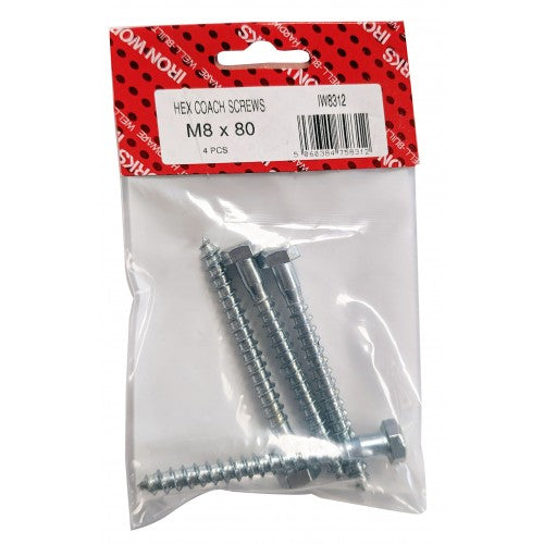 Coach Screws M8 X 80