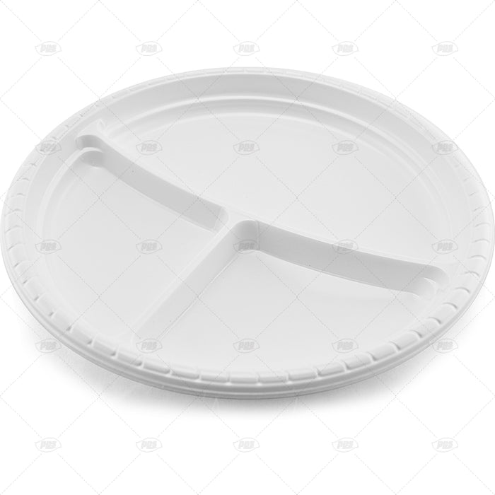 Reusable Plastic 3 Comp Plate 10"