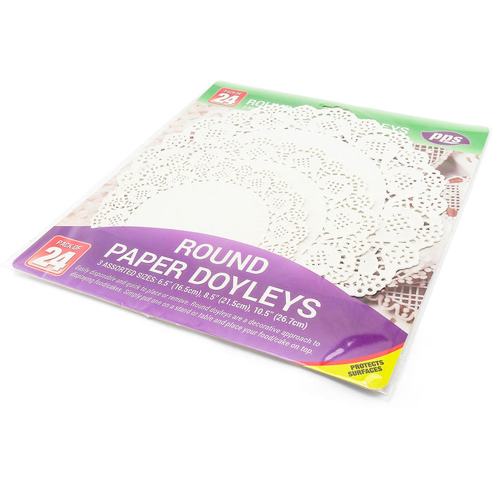 Paper Doyley Round Assorted Size 24pc
