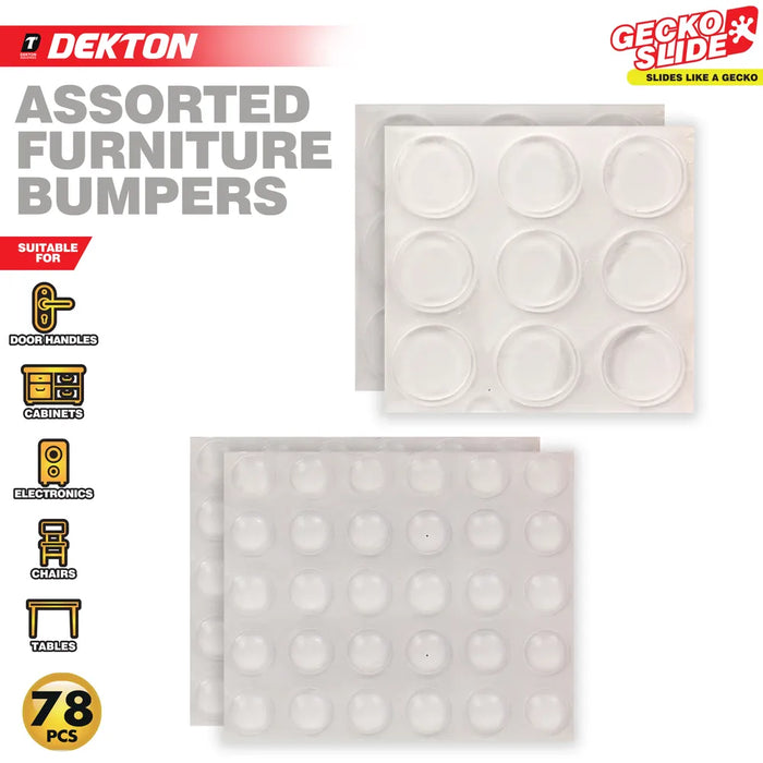 GeckoSlide Assorted Furniture Bumpers 78PC Clear