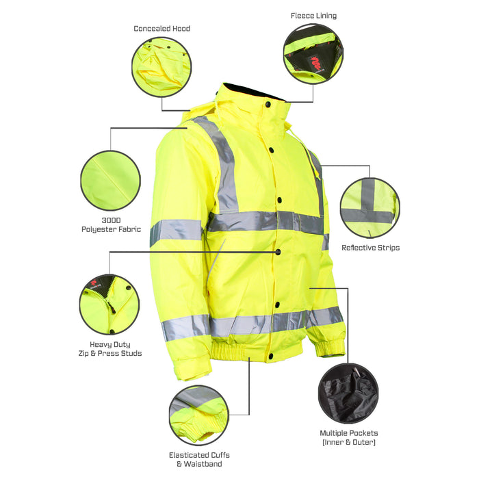 Hi Vis Bomber Fleece Lined XL
