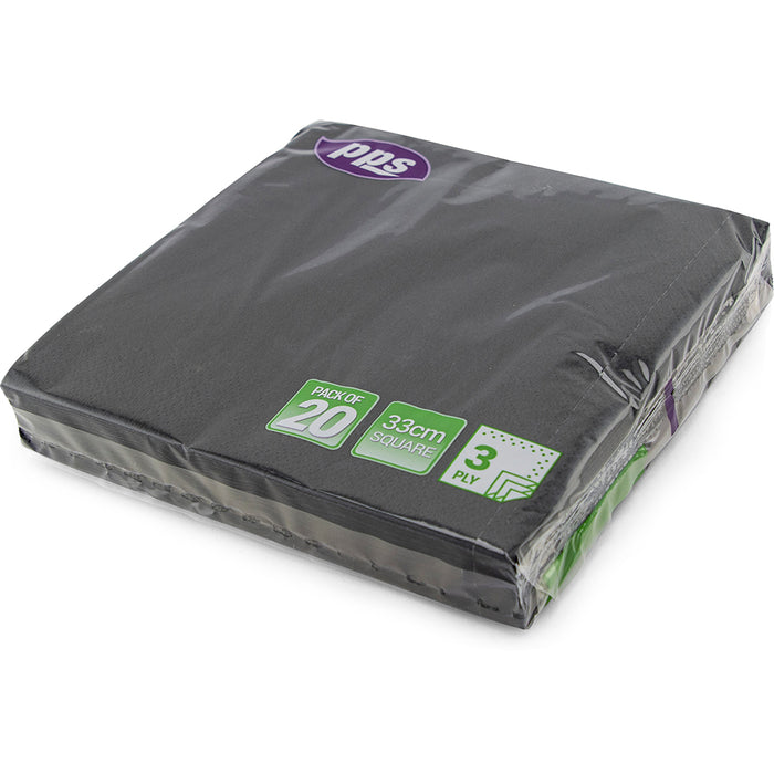 Black Napkin 33cm  20pc