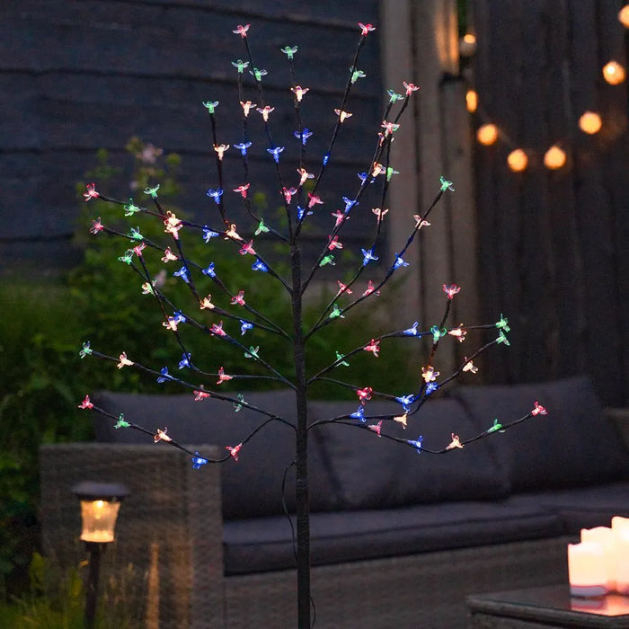 Solar Powered Cherry Flower Stake Tree Lights 120cm