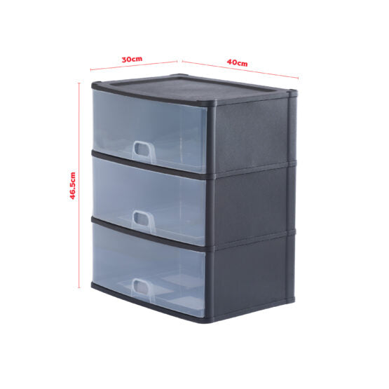 Organise Drawers Large 3D Black/ Clear
