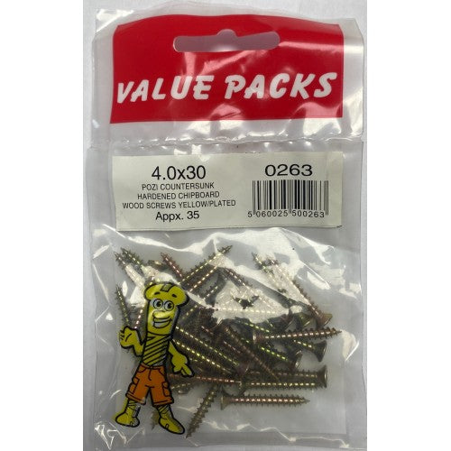 Chipboard Screws 4.0 X 30