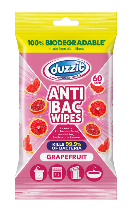 Duzzit Biod Anti Bac Wipes Grapefruit 60pk