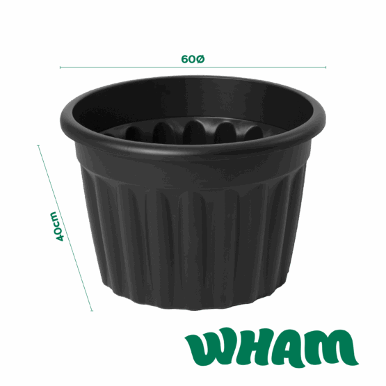 Vista 60cm Round Planter Black