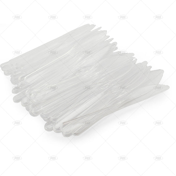 Heavy Duty Reusable Plastic Knive Clear 50pcs