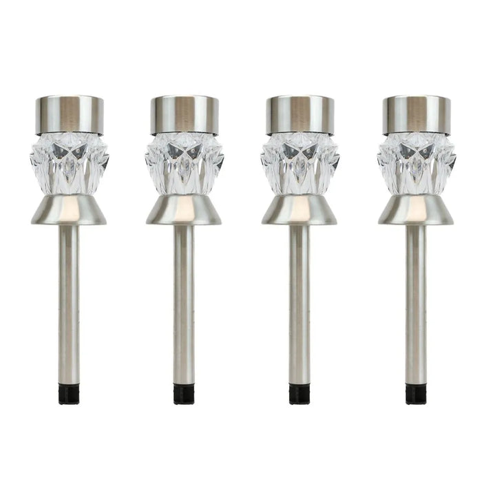 Solar Round Crystal Stake Lights 4pc