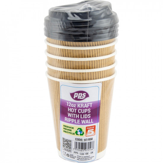 Ripple Wall Cup/Lid 12oz 5pc