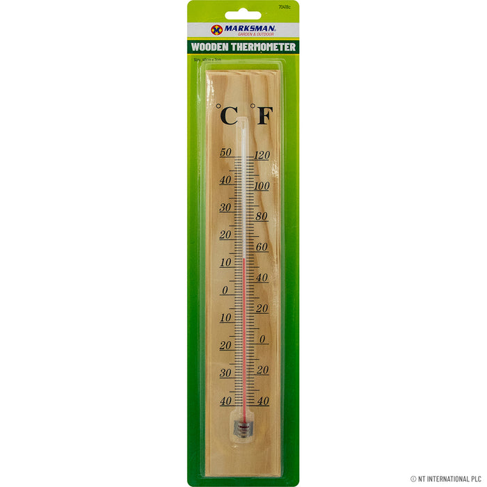 Large Wooden Wall Thermometer
