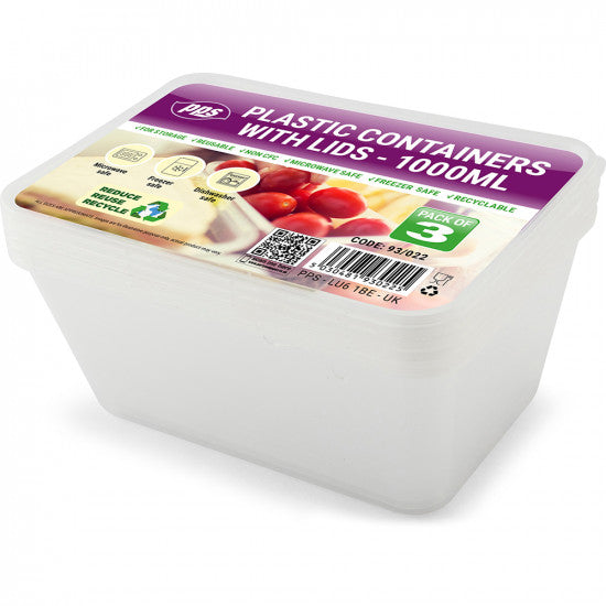 Containers & Lids 1000ml 3pc