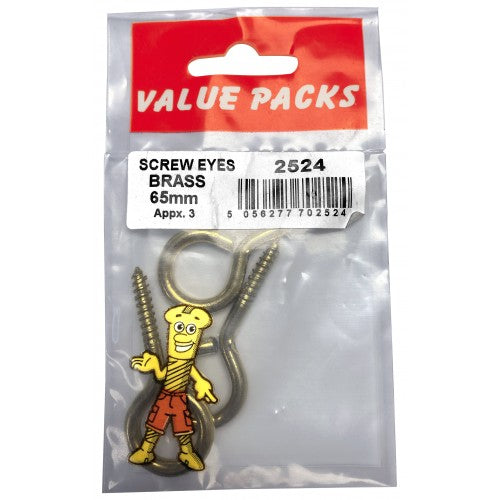 Screw Eyes Brassed 65mm