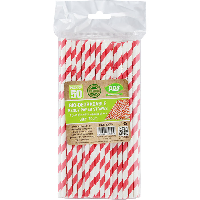 Paper Bendy Straw 50pc