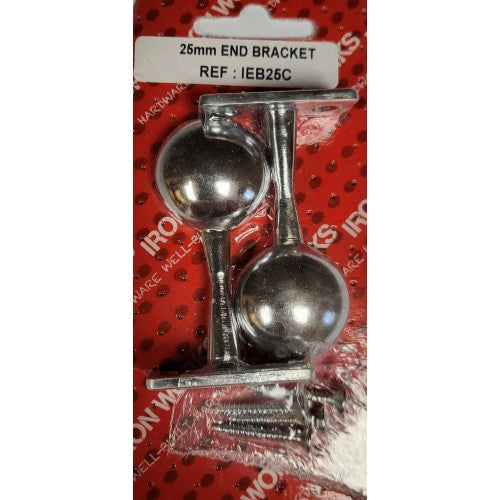 End Brackets Chrome 25mm